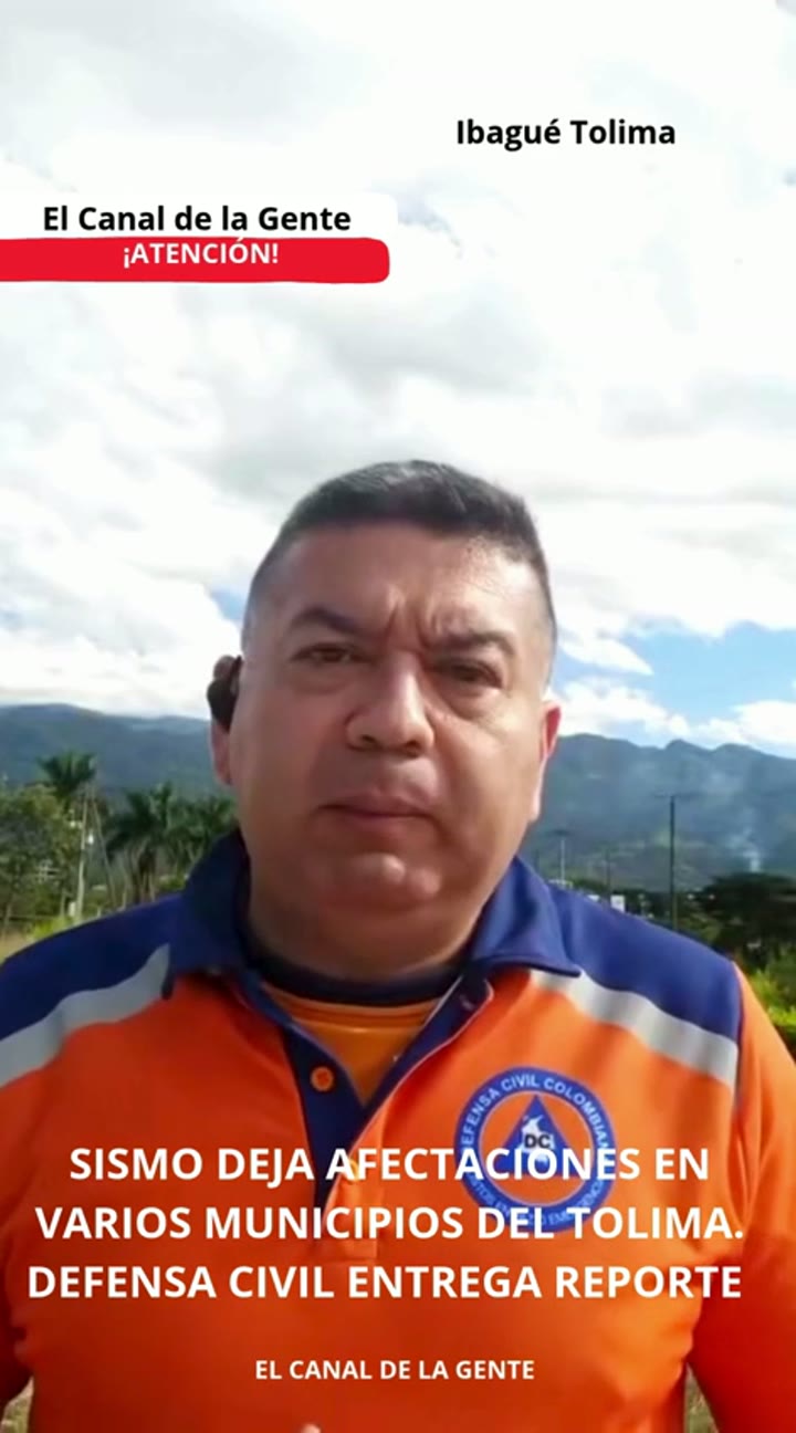 Sismo de magnitud 7,4 deja afectaciones en varios municipios del Tolima; Defensa Civil entrega reporte