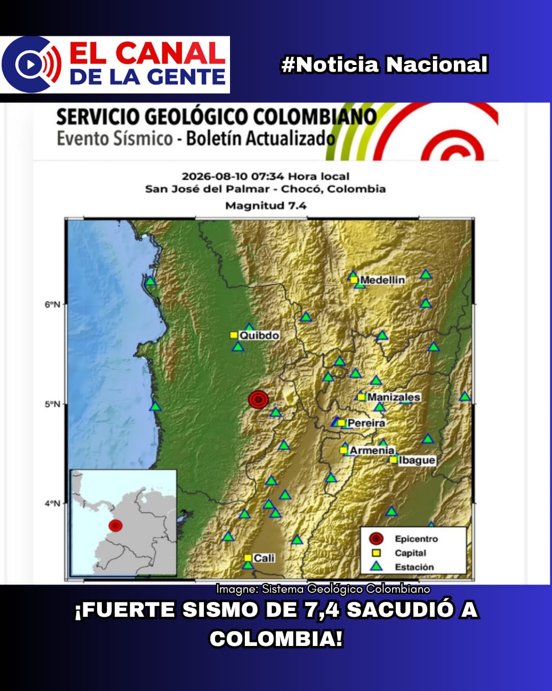 ¡ATENCIÓN! Sismo de magnitud 7,4 sacude a Colombia y reportan daños en el occidente del país